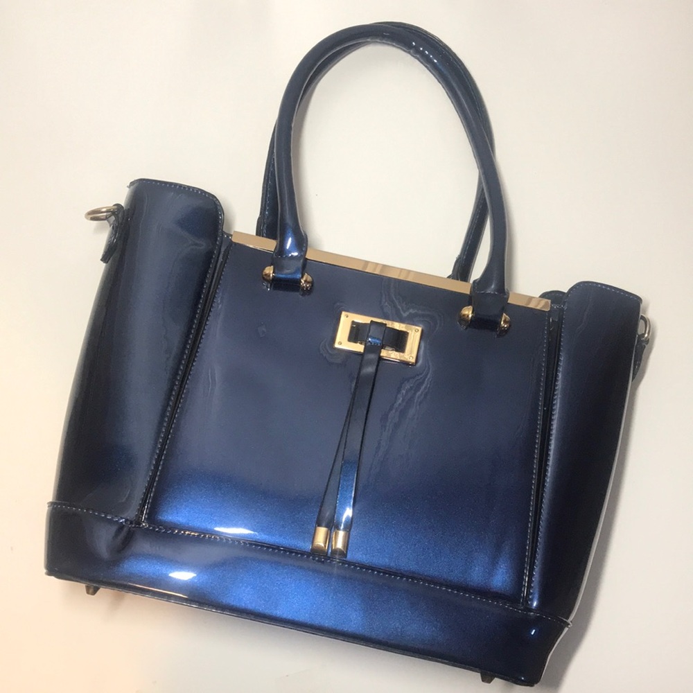 Navy Blue Metallic Handbag